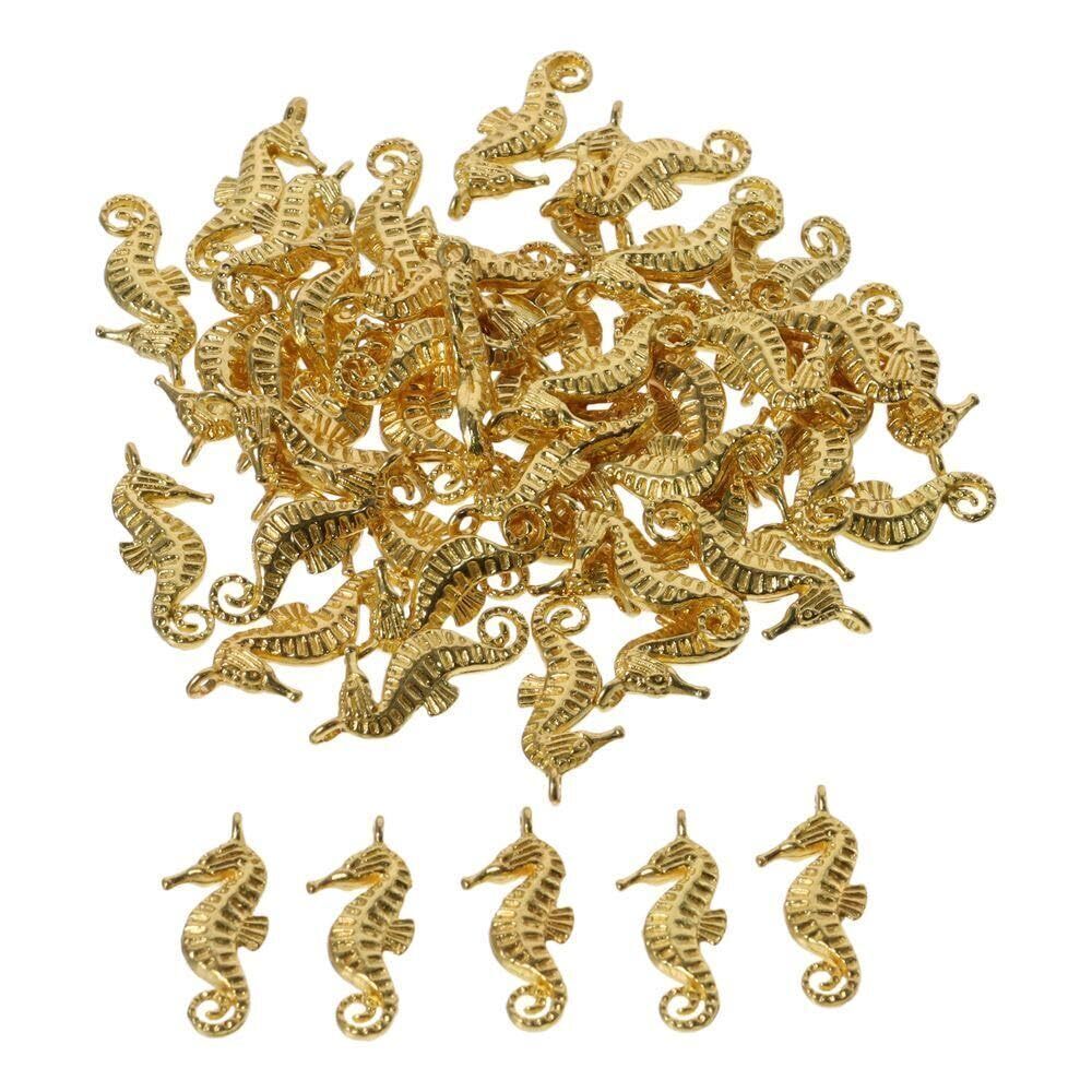 9269 50Pcs Seahorse Charms, Alloy Gold Ocean Seahorse Charms Pendant